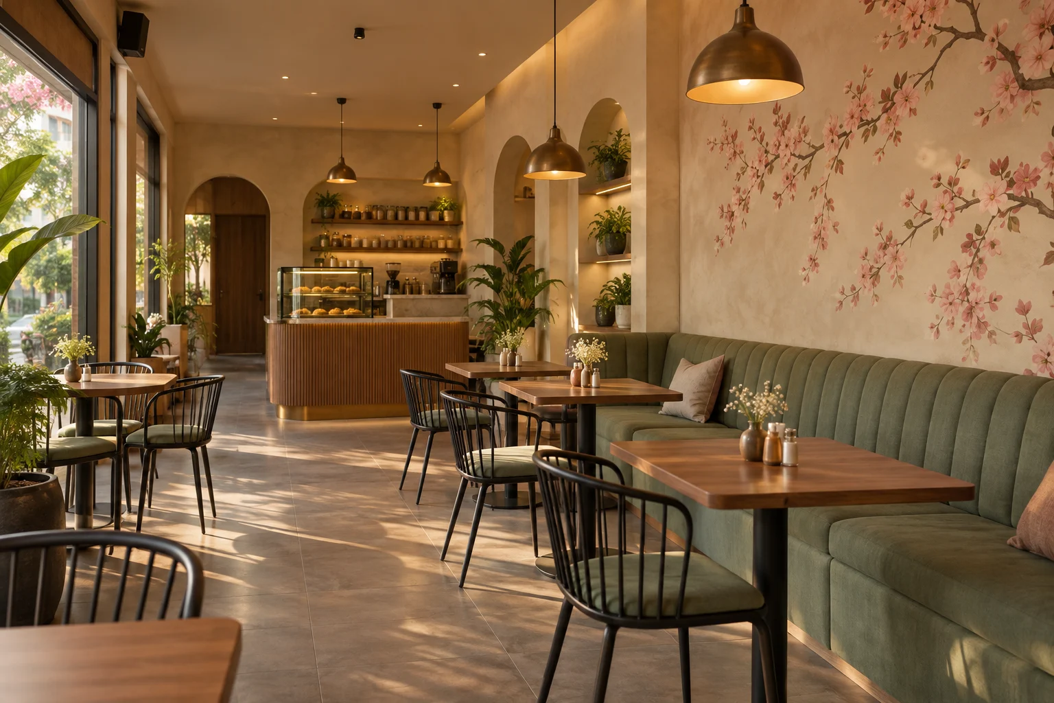 Proposed café interior with sage seating